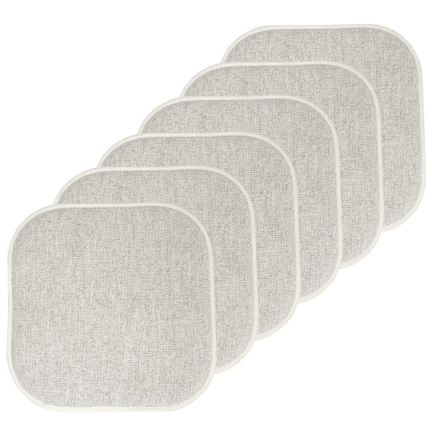 Sweet Home Collection Chair Cushion Memory Foam Pads Honeycomb Pattern Slip Non Skid Rubber Back Rounded Square 16 x 16 Seat Cover Alexis Gray/White 4 Pack 